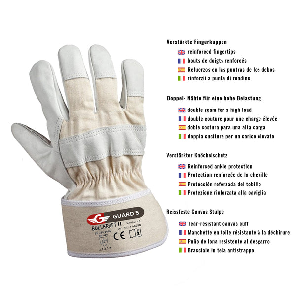 strong handschuhe leder GUARD 5 - SAFETY PRODUCTS Leder- Arbeitshandschuh Rindvollleder