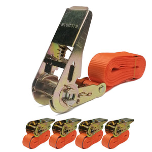 4 Stück Spanngurte mit Ratsche / 25mm x 4m – Ratschen Gurt einteilig