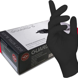 100 Stck. Einweghandschuhe von GUARD 5 - schwarze Nitril-Handschuhe puderfrei