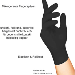 100 Stck. Einweghandschuhe von GUARD 5 - schwarze Nitril-Handschuhe puderfrei