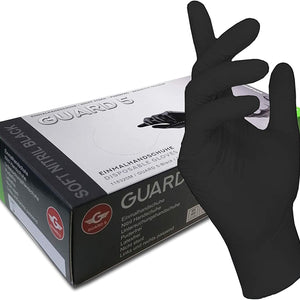 200 Stck. Einweghandschuhe von GUARD 5 - schwarze Nitril-Handschuhe puderfrei