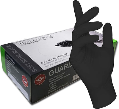 200 Stck. Einweghandschuhe von GUARD 5 - schwarze Nitril-Handschuhe puderfrei