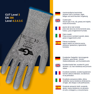 Schnittschutzhandschuhe - Schnittfeste Arbeitshandschuhe aus Spezialgarn - PU beschichtet