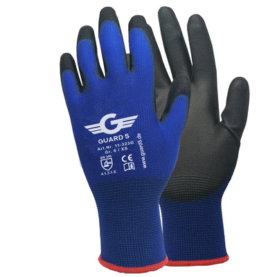 GUARD 5 - work gloves (12/24 pairs) Knitted nylon gloves with PU coating 