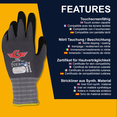 GUARD 5 - Arbeitshandschuhe - flexible und griffsichere Montagehandschuhe (Touchscreen fähig)