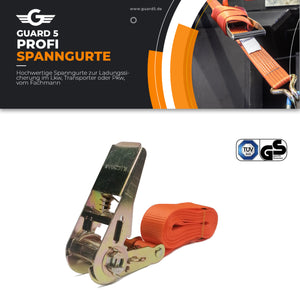 4 Stück Spanngurte mit Ratsche / 25mm x 4m – Ratschen Gurt einteilig