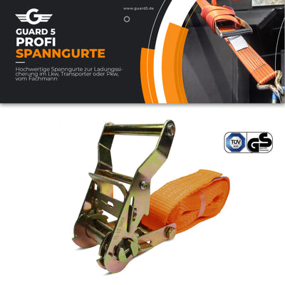 4 pcs. Lashing straps with ratchet / 35mm x 4m - ratchet strap in one piece - lashing straps - 2000 daN